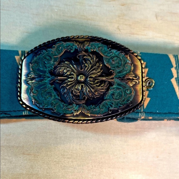 Accessories - Elegant Teal and Gold Belt Buckle with home made belt